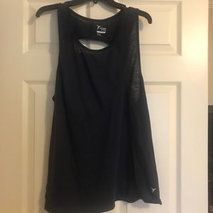 Navy blue shirt with a key hole opening